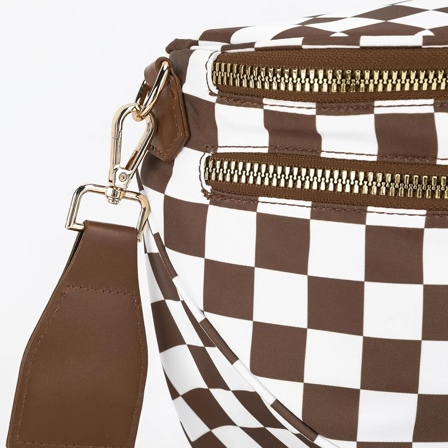 Lushandy Checkered Crossbody Bags for Women, Bum Bag Nylon Checkered Shoulder Bag Large Hobo Crossbody Purse for Travel