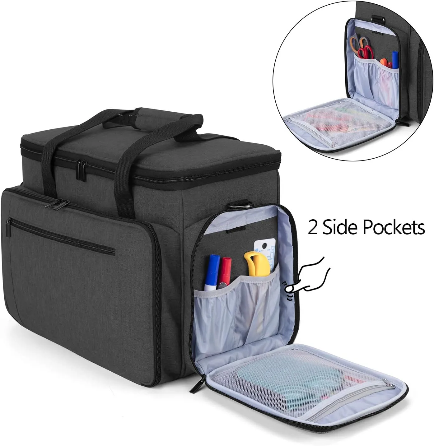 LUXJA Sewing Machine Travel Case With Removable Padding Pad, Fits Most Standard Machines and Accessories, Black (Bag Only)