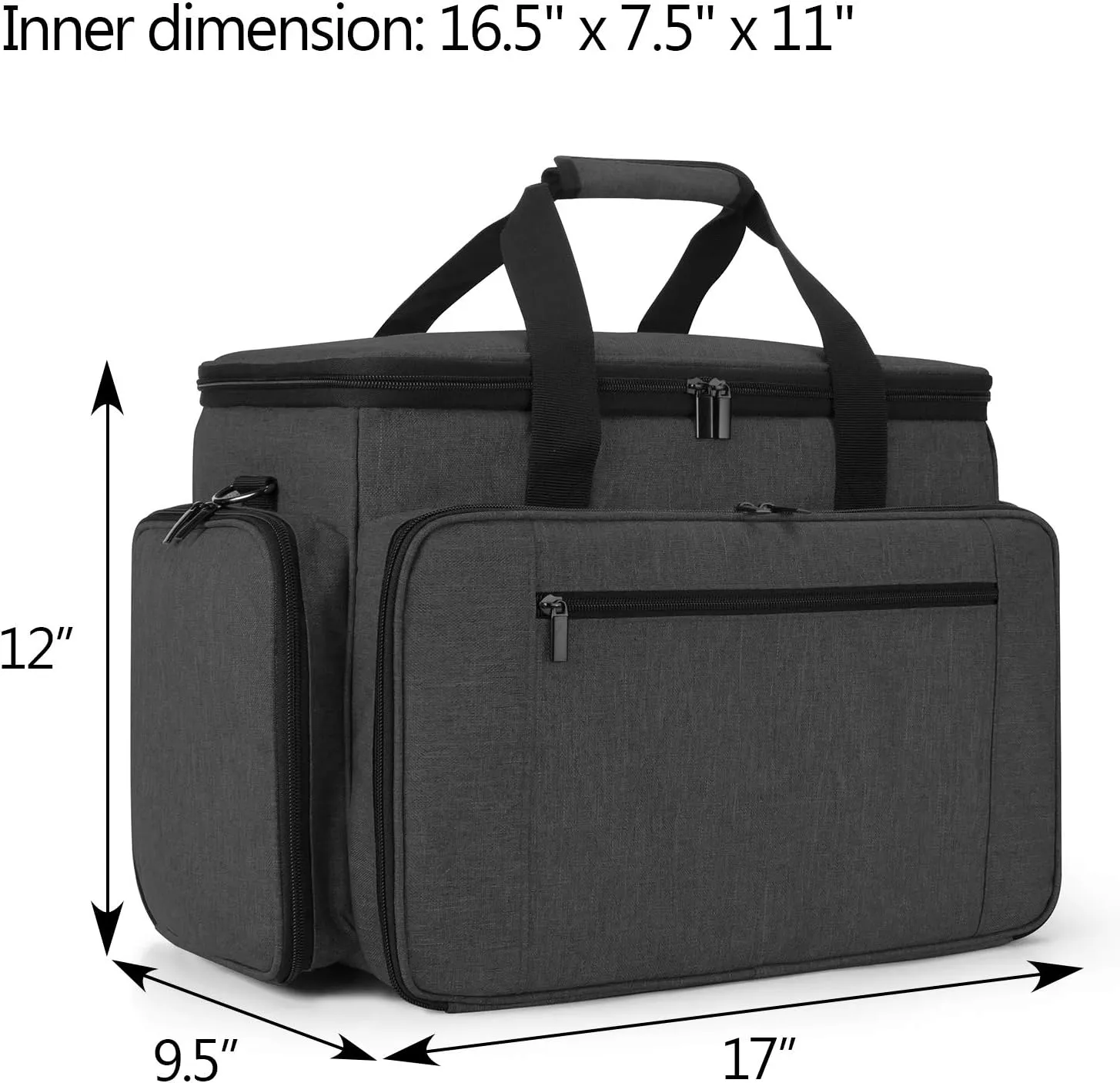 LUXJA Sewing Machine Travel Case With Removable Padding Pad, Fits Most Standard Machines and Accessories, Black (Bag Only)