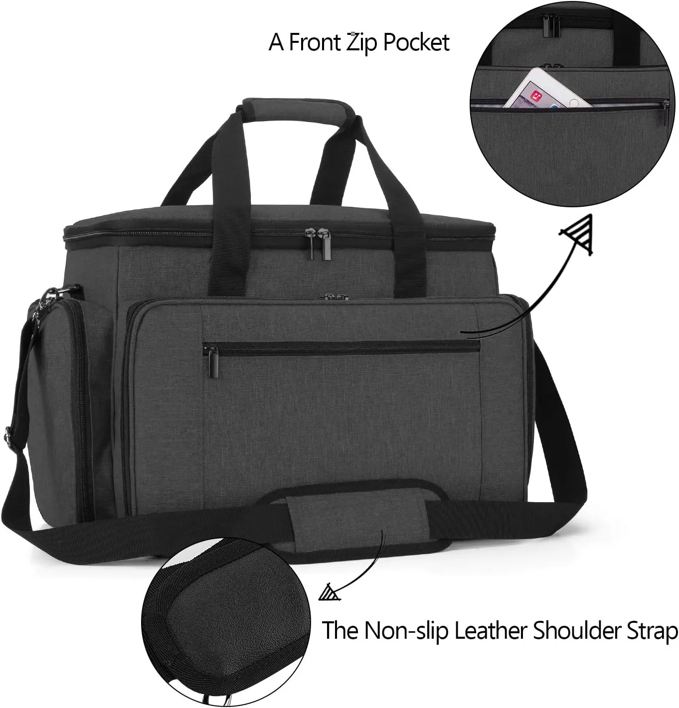 LUXJA Sewing Machine Travel Case With Removable Padding Pad, Fits Most Standard Machines and Accessories, Black (Bag Only)