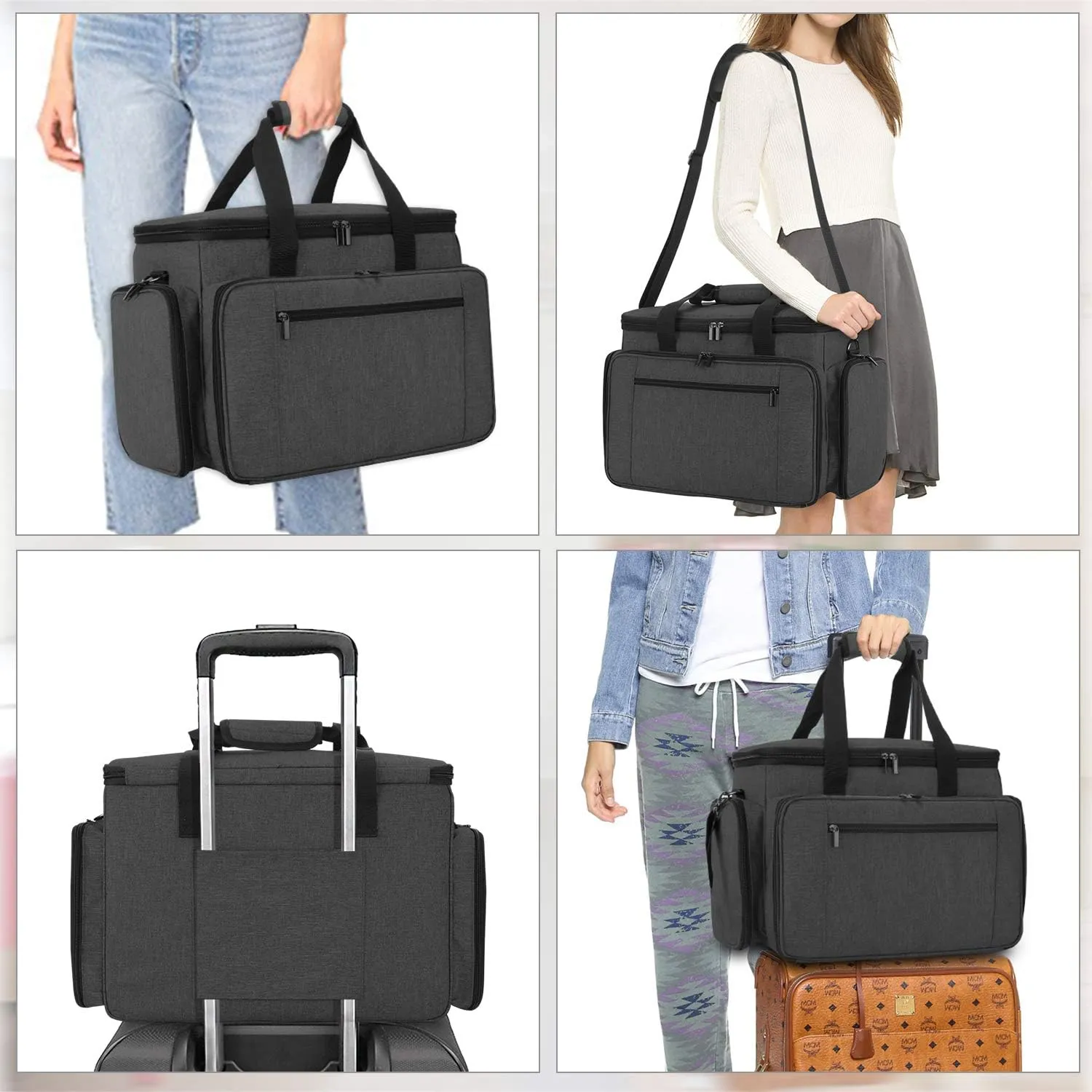 LUXJA Sewing Machine Travel Case With Removable Padding Pad, Fits Most Standard Machines and Accessories, Black (Bag Only)