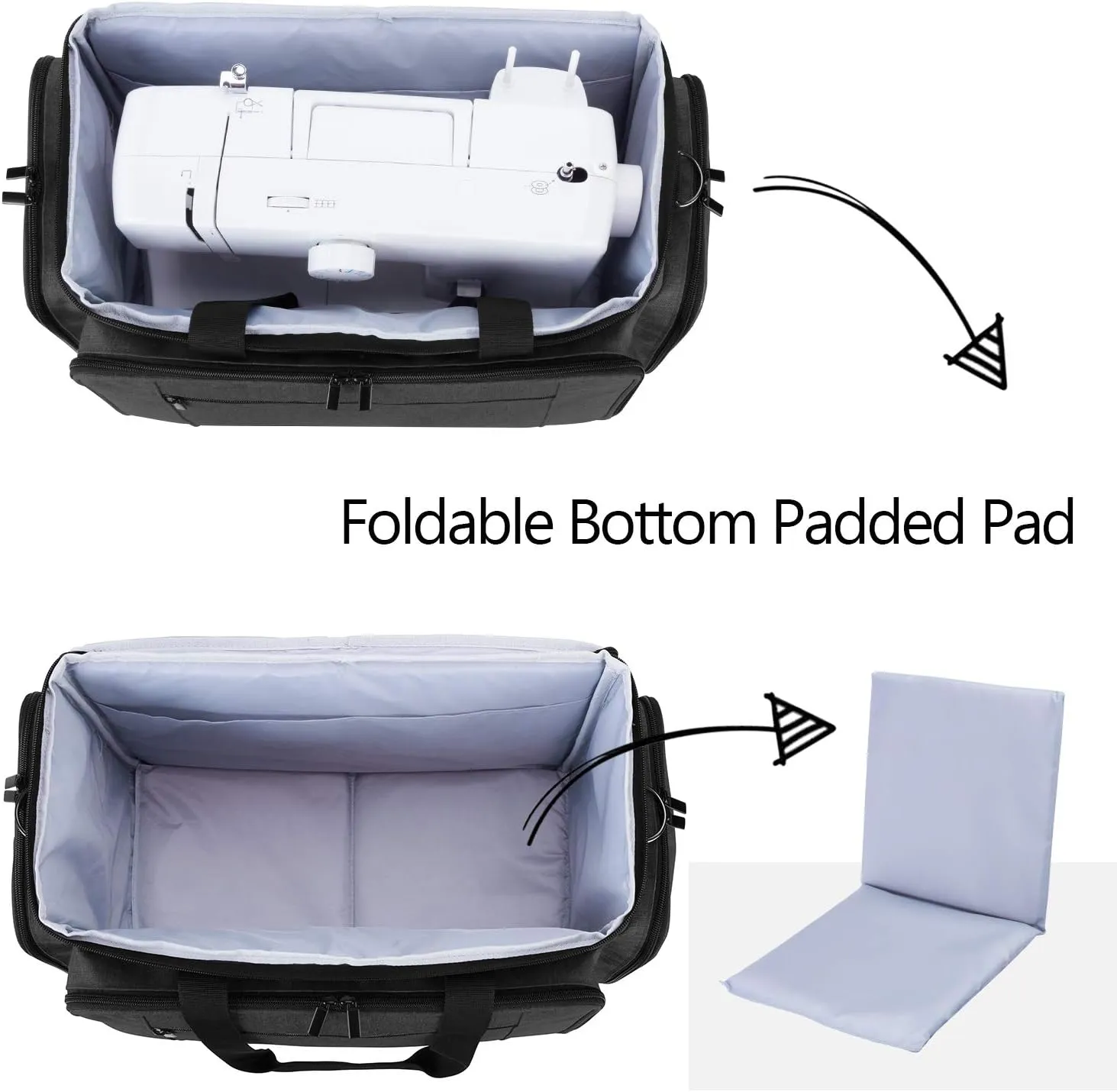 LUXJA Sewing Machine Travel Case With Removable Padding Pad, Fits Most Standard Machines and Accessories, Black (Bag Only)