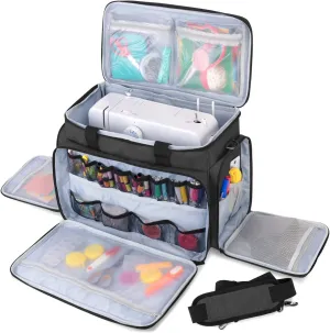 LUXJA Sewing Machine Travel Case With Removable Padding Pad, Fits Most Standard Machines and Accessories, Black (Bag Only)