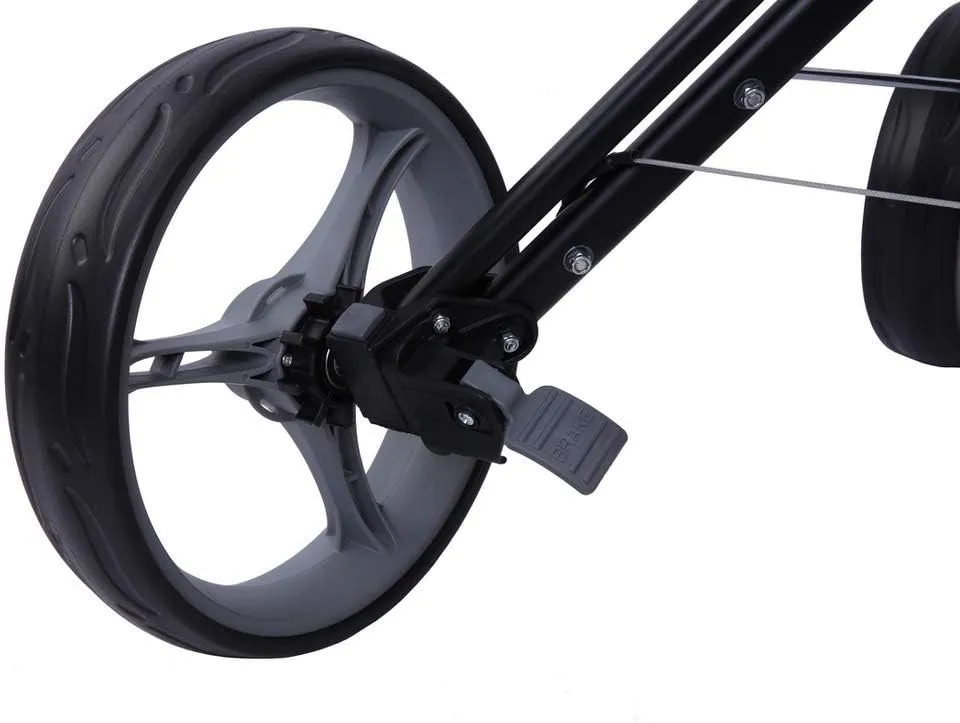 MacGregor Golf VIP 3 Wheel Golf Push Pull Cart - Foldable Lightweight Design with Foot Brake, Umbrella Holder and Drinks Holder