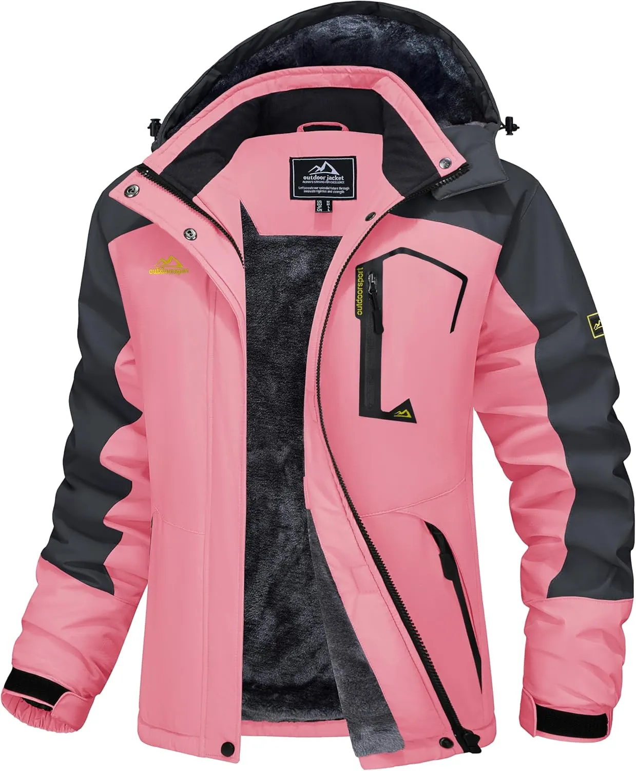 MAGCOMSEN Women's Ski Jacket Waterproof Insulated Snow Jacket Warm Windproof Winter Coats with Hood Fleece Lined Jacket