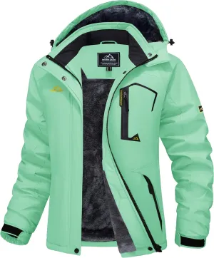 MAGCOMSEN Women's Ski Jacket Waterproof Insulated Snow Jacket Warm Windproof Winter Coats with Hood Fleece Lined Jacket
