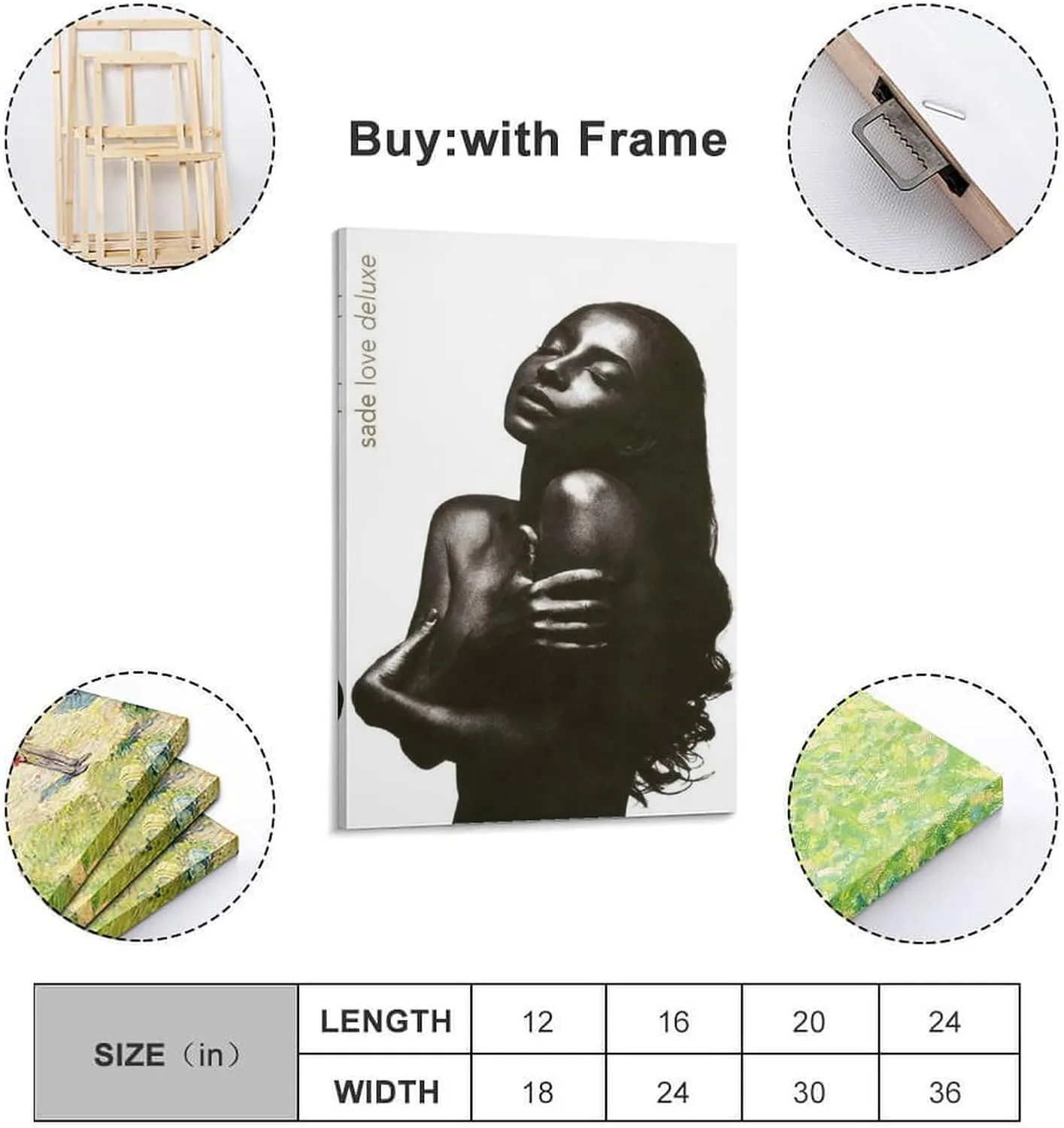 MAIJIUJIU Sade Love Deluxe 4 Canvas Poster Wall Decorative Art Painting Living Room Bedroom Decoration Gift Frame-style16x24inch(40x60cm)