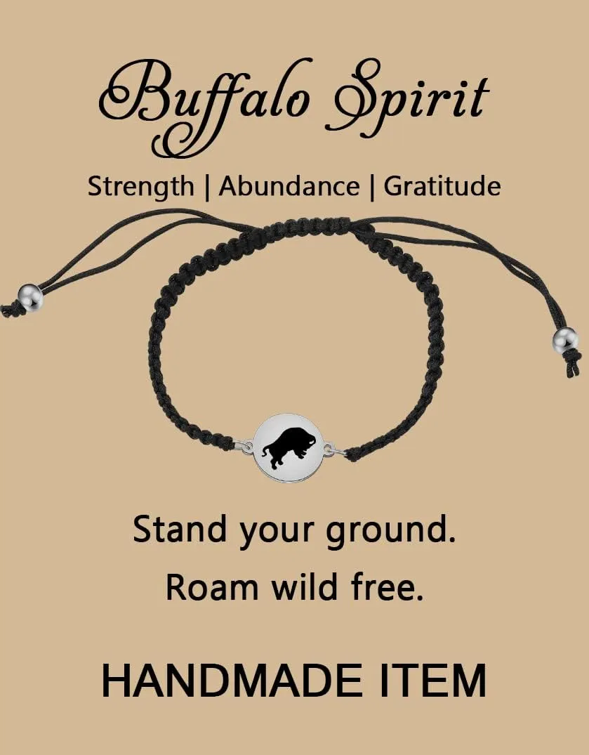 MAOFAED Buffalo Gift Buffalo Spirit Strength Abundance Gratitude Buffalo Bracelet for Men Women