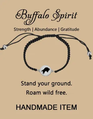 MAOFAED Buffalo Gift Buffalo Spirit Strength Abundance Gratitude Buffalo Bracelet for Men Women