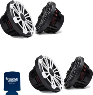 MB Quart Bundle- 2 Pairs of NP1-120 8" Premium Marine Speakers (Black Frame with Black, Silver and White Grills Included)