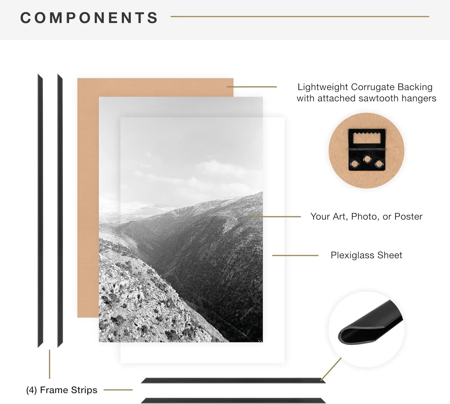 MCS Original Poster Frame 22.375x34 Black Lightweight Vertical & Horizontal Wall Hanging Large Picture Frame for Posters, Art Prints & Gallery Wall (2-Pack)