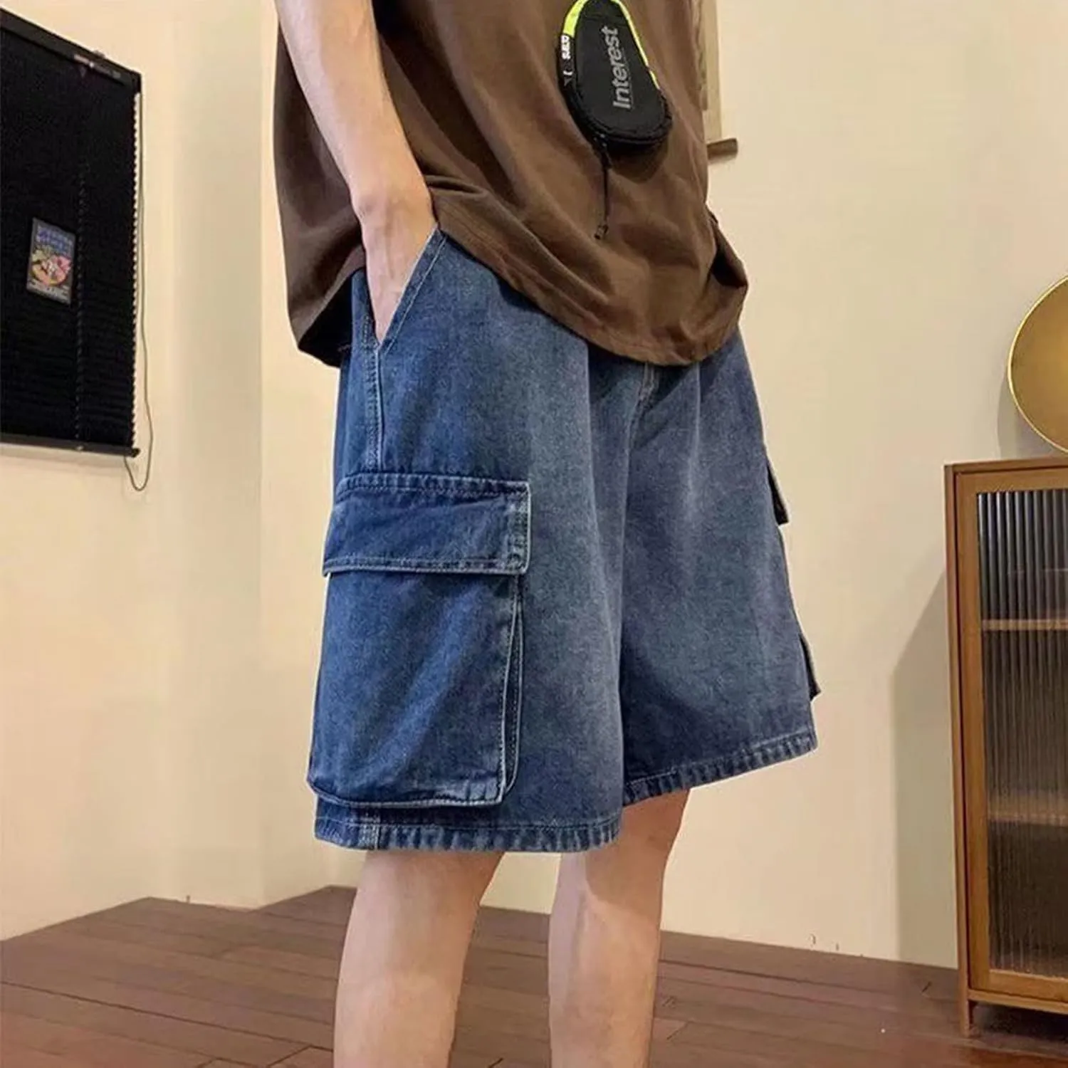Men Baggy Jeans Shorts Y2k Baggy Jorts Grunge Demin Cargo Short Harajuku Bermuda Shorts for Women