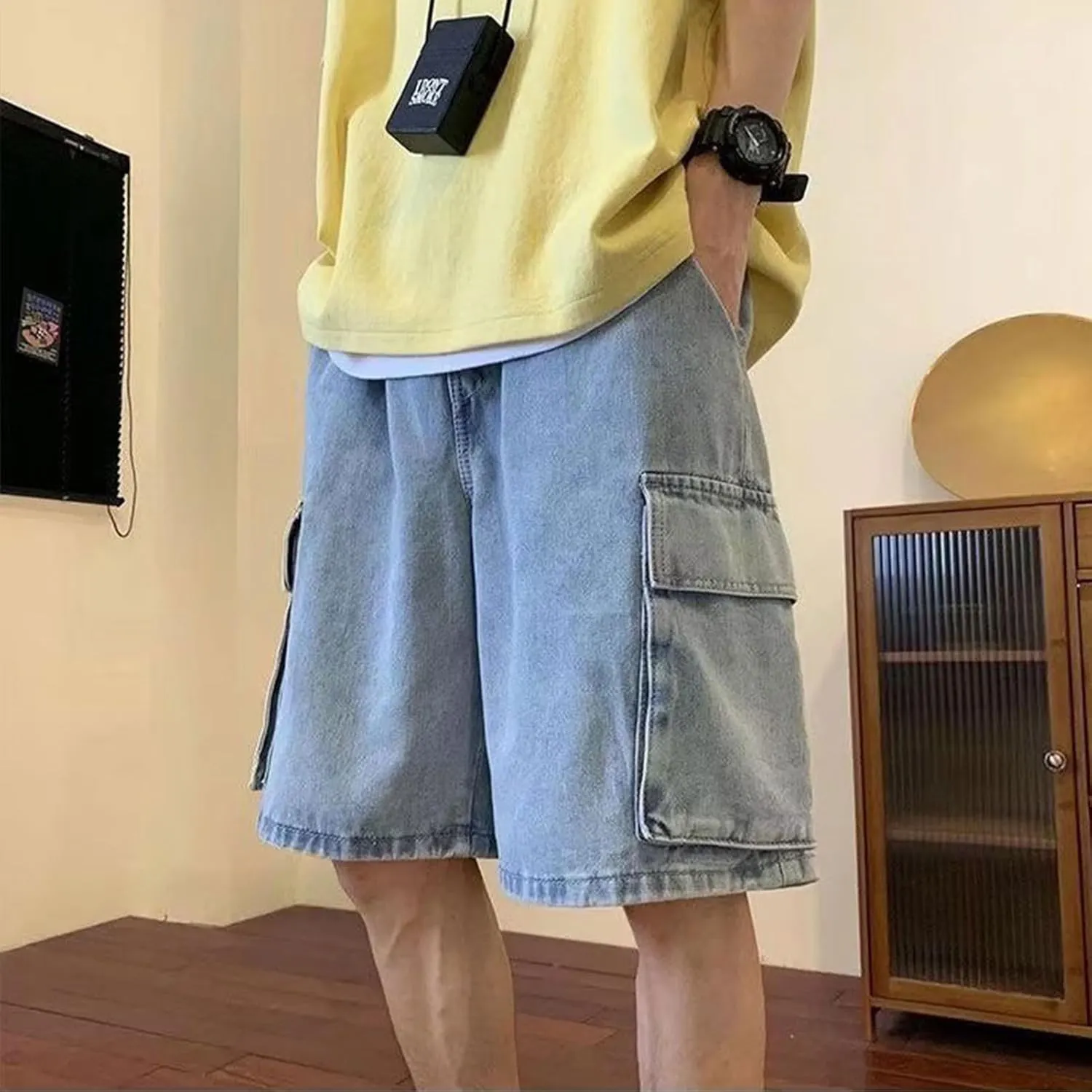Men Baggy Jeans Shorts Y2k Baggy Jorts Grunge Demin Cargo Short Harajuku Bermuda Shorts for Women