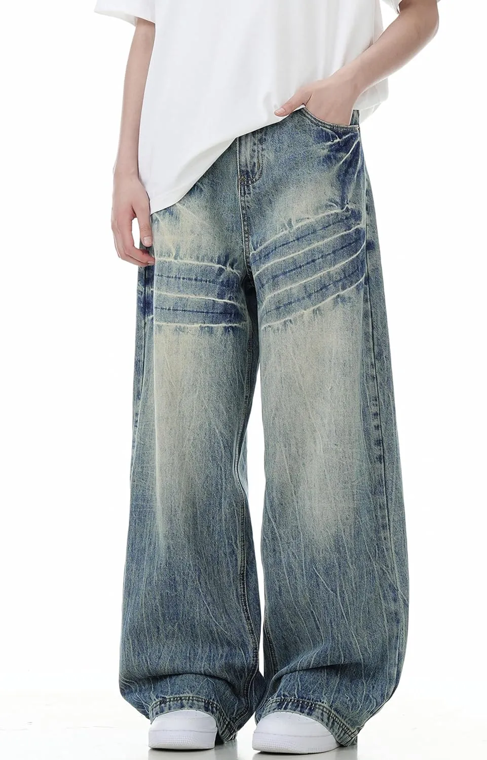 Men Baggy Jeans Y2k Blue Oversized Skater Jeans Hip Hop Pants Gothic Demin Joggers Streetwear Grunge Clothes