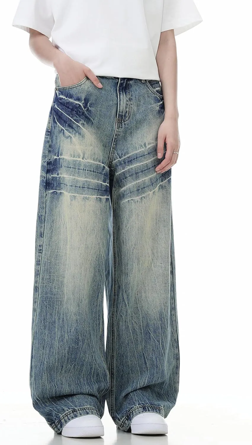 Men Baggy Jeans Y2k Blue Oversized Skater Jeans Hip Hop Pants Gothic Demin Joggers Streetwear Grunge Clothes