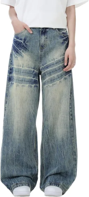 Men Baggy Jeans Y2k Blue Oversized Skater Jeans Hip Hop Pants Gothic Demin Joggers Streetwear Grunge Clothes