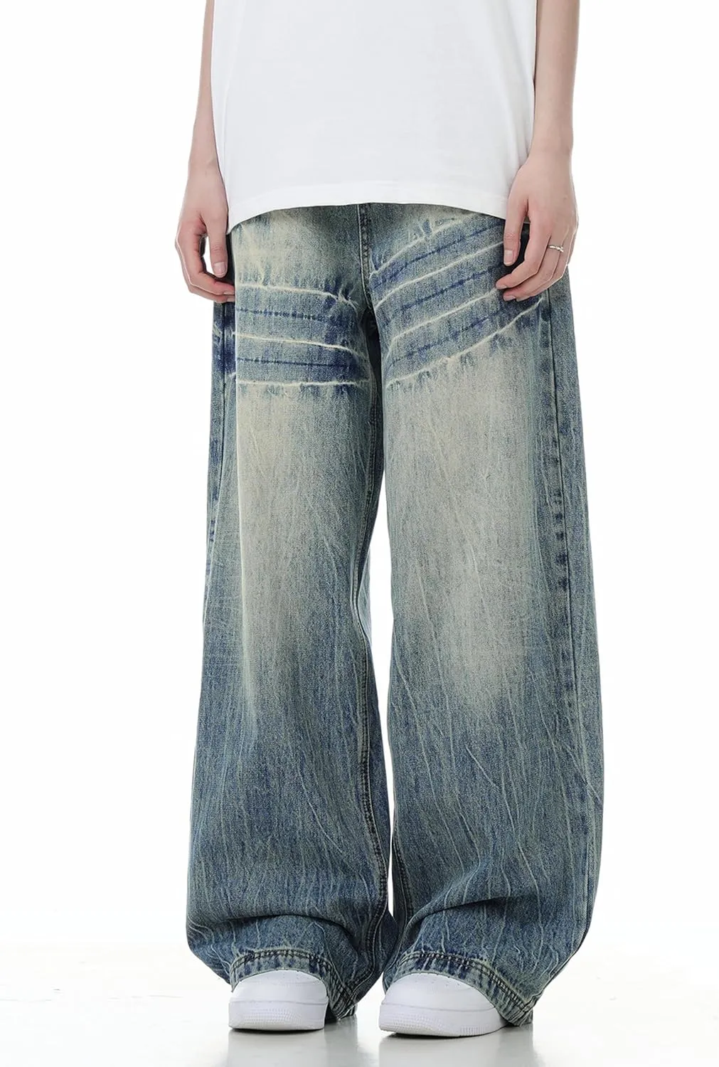 Men Baggy Jeans Y2k Blue Oversized Skater Jeans Hip Hop Pants Gothic Demin Joggers Streetwear Grunge Clothes