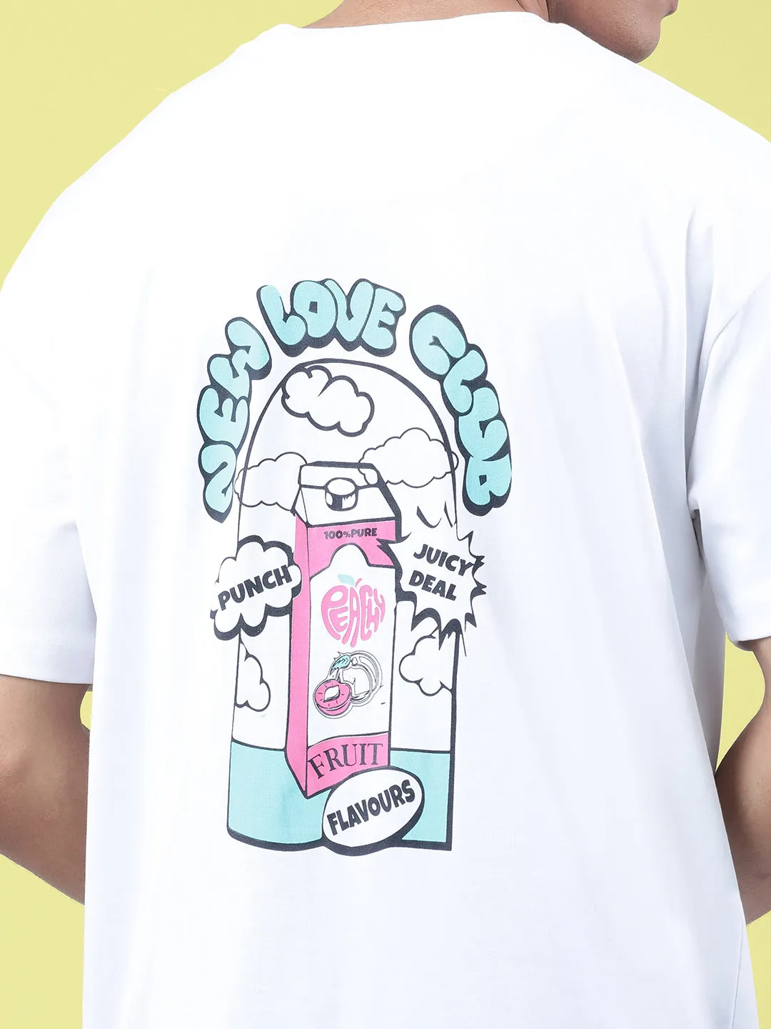 Men White Graphic Printed Oversized T-Shirt