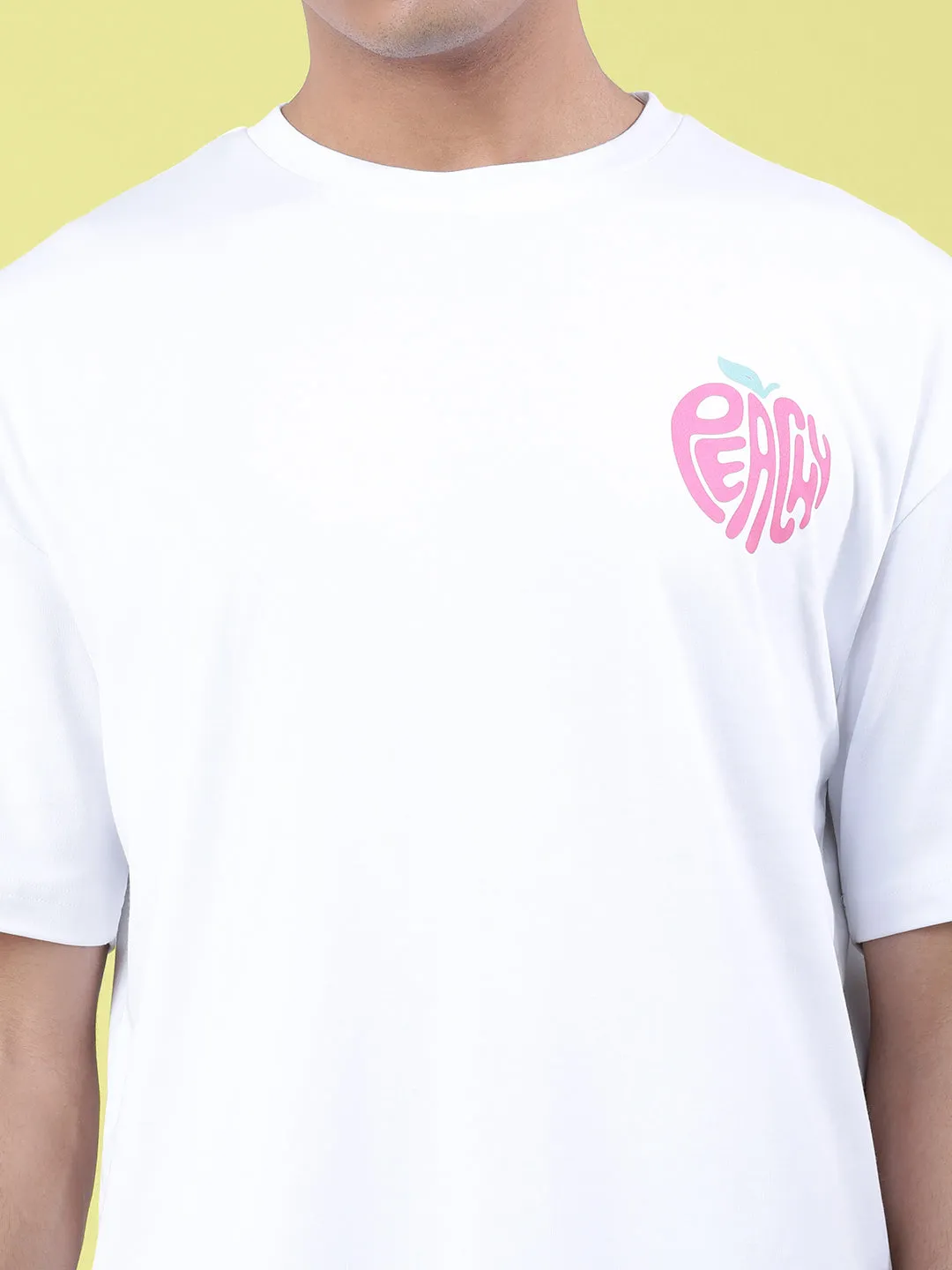 Men White Graphic Printed Oversized T-Shirt