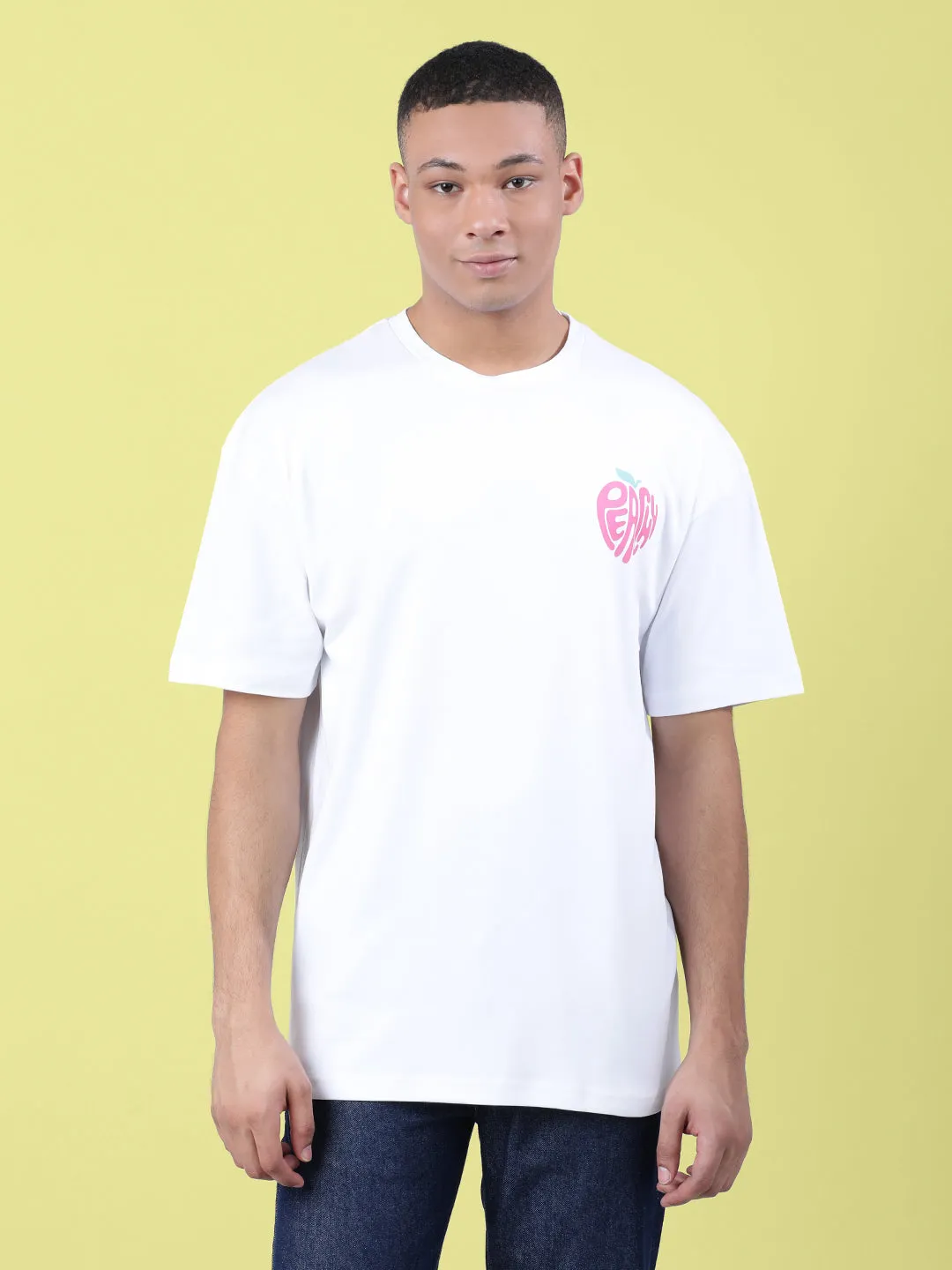 Men White Graphic Printed Oversized T-Shirt