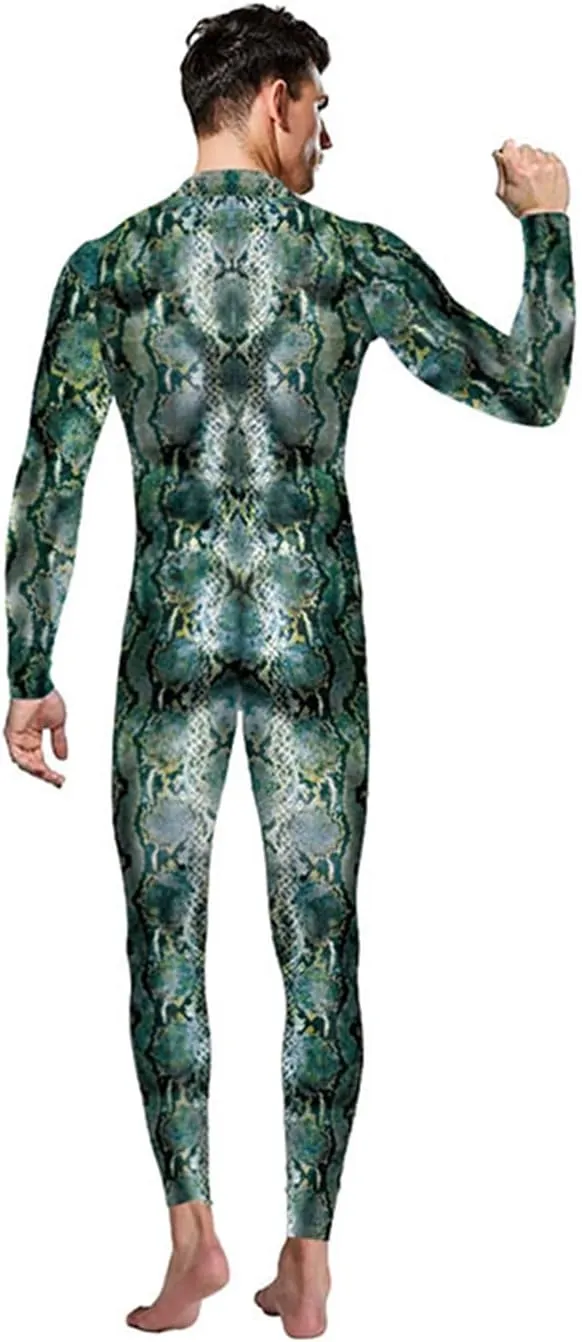 Men's Animal Print Halloween Costume Bodysuit Jumpsuit for Cosplay Party
