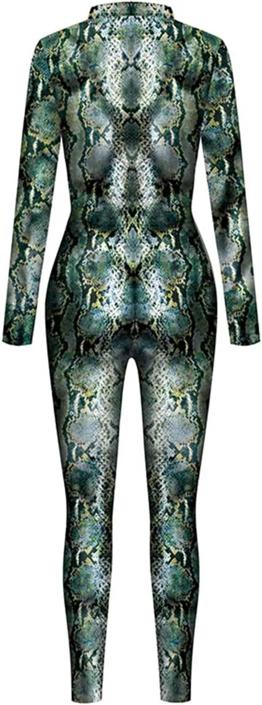 Men's Animal Print Halloween Costume Bodysuit Jumpsuit for Cosplay Party