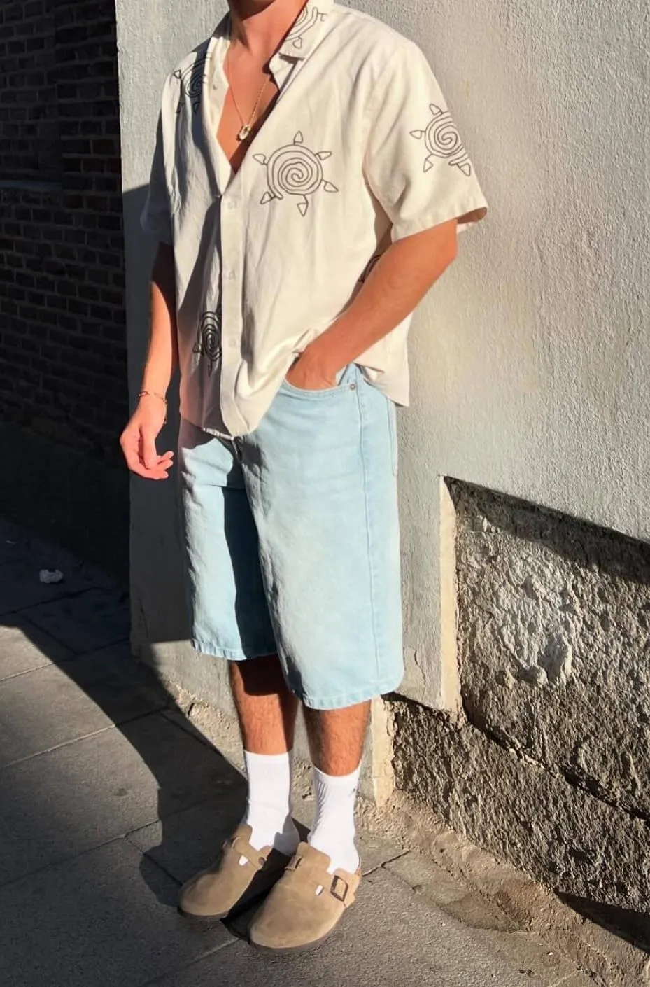 Mens Baggy Jean Shorts Loose Fit Long Skater Bermuda Denim Shorts Below Knee Hip Pop Wide Leg Jorts 90s Streetwear