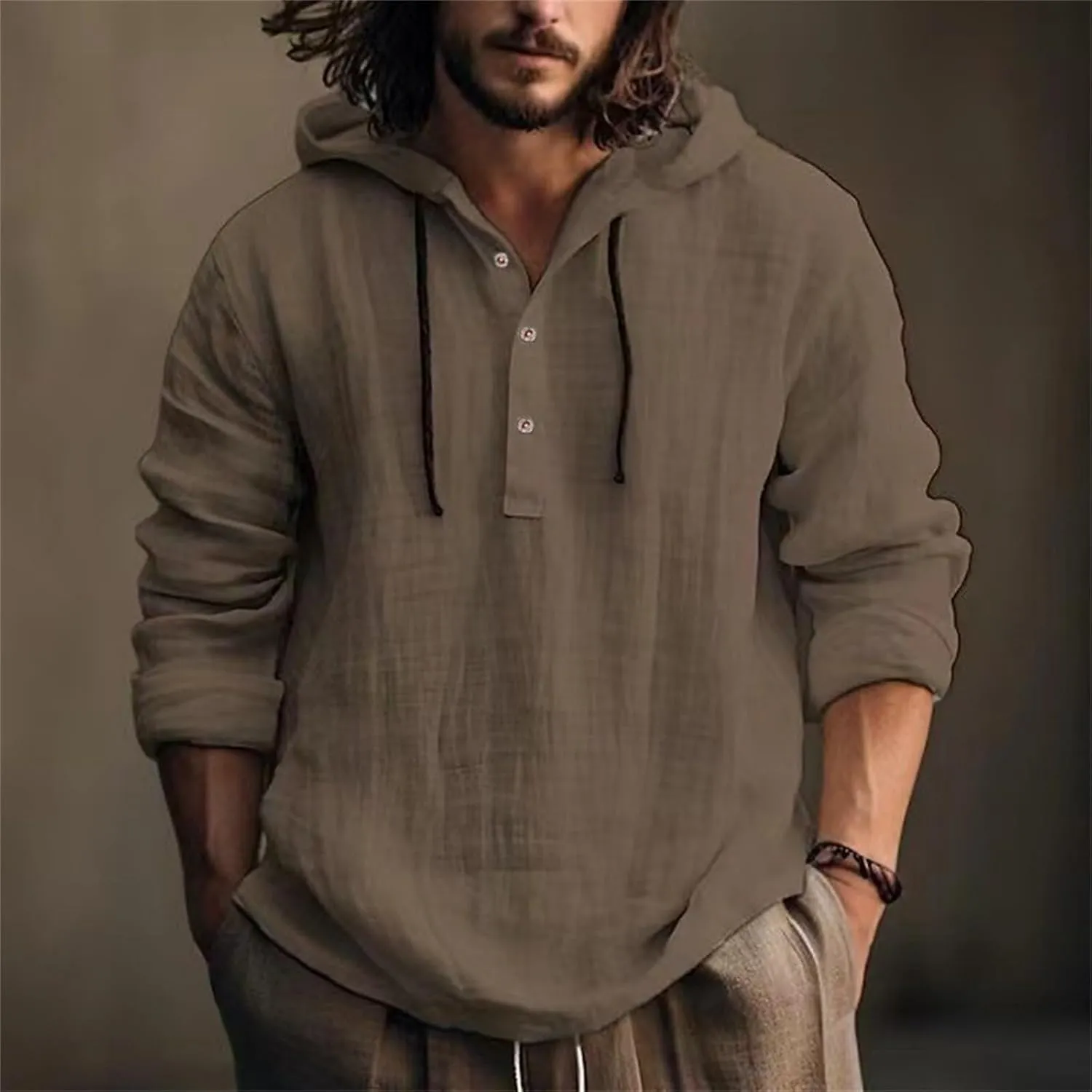 Mens Casual Long Sleeve Cotton Linen Shirts Color Pocket Long Sleeve Shirt Top Long Sleeve Shirts for Men Mens