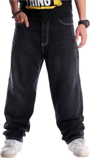 Men's Classic Baggy Jeans Hip Hop Streewear Jeans Casual Dance Jogging Trousers Loose Fit Denim Pants