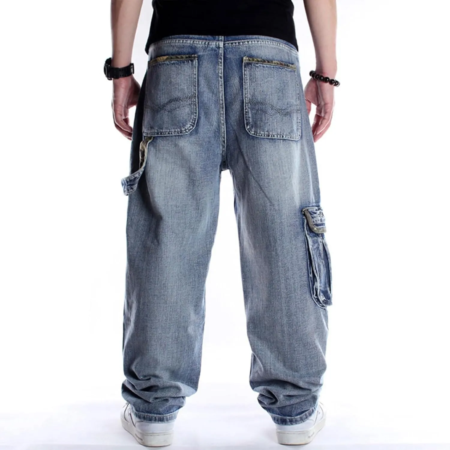 Men's Classic Baggy Jeans Hip Hop Streewear Jeans Casual Dance Jogging Trousers Loose Fit Denim Pants