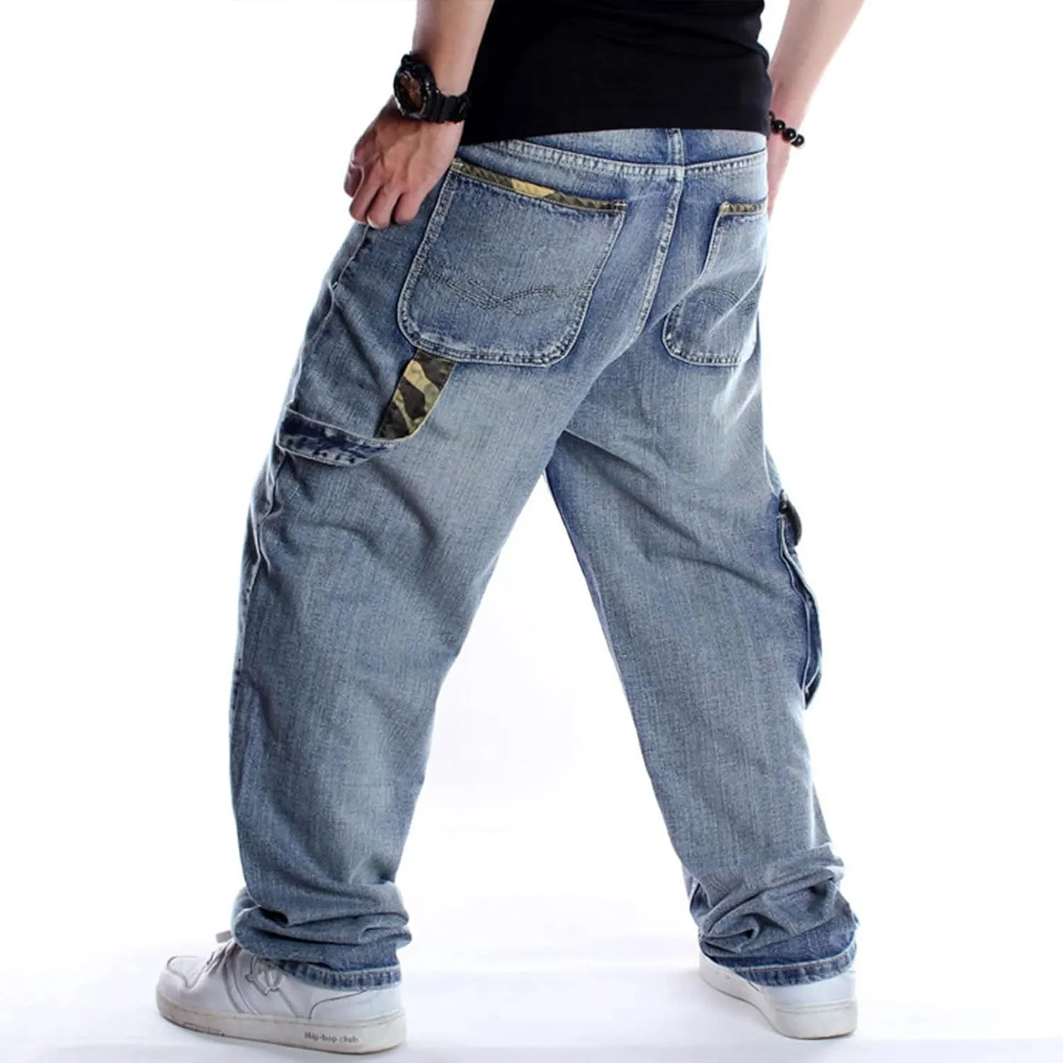 Men's Classic Baggy Jeans Hip Hop Streewear Jeans Casual Dance Jogging Trousers Loose Fit Denim Pants