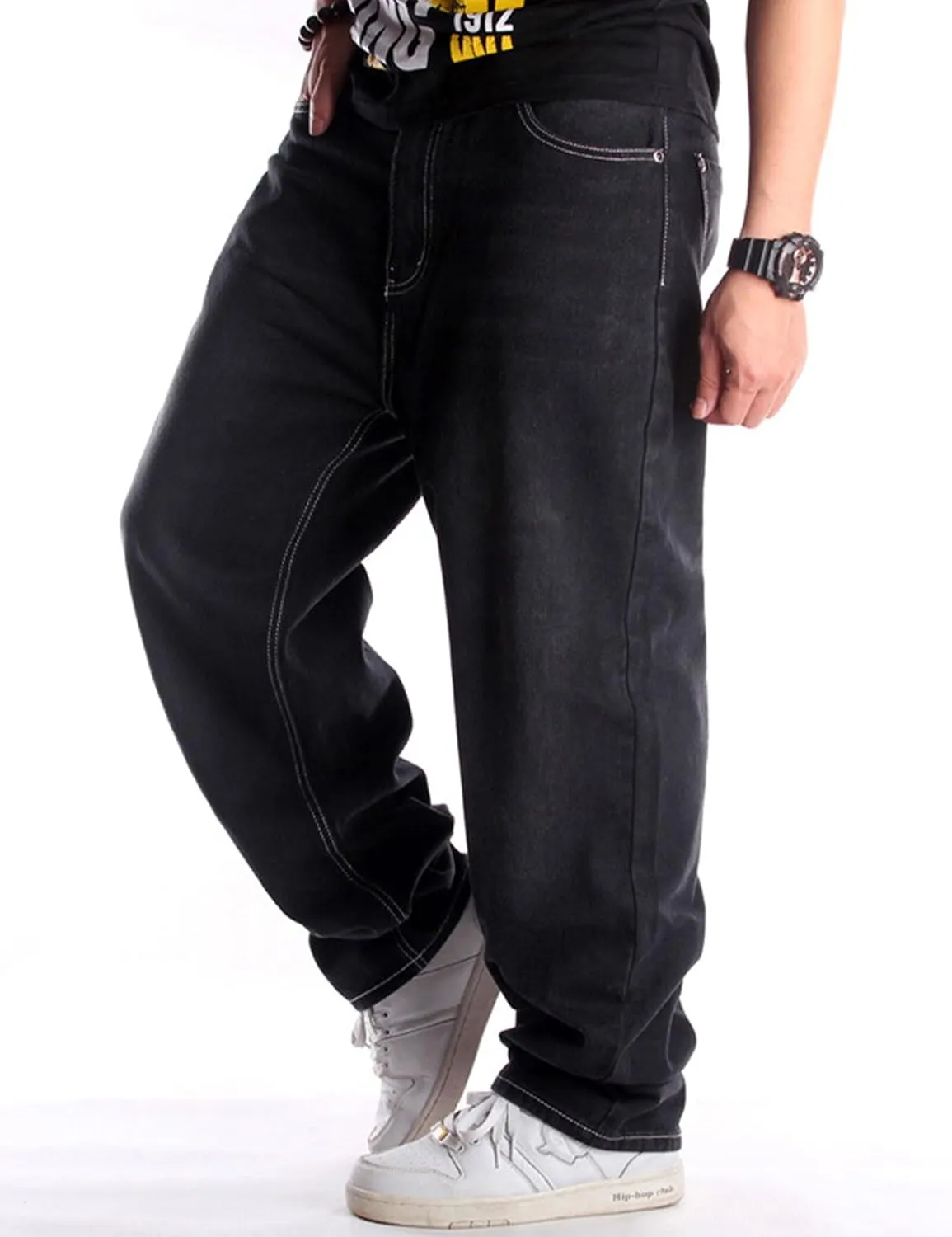 Men's Classic Baggy Jeans Hip Hop Streewear Jeans Casual Dance Jogging Trousers Loose Fit Denim Pants