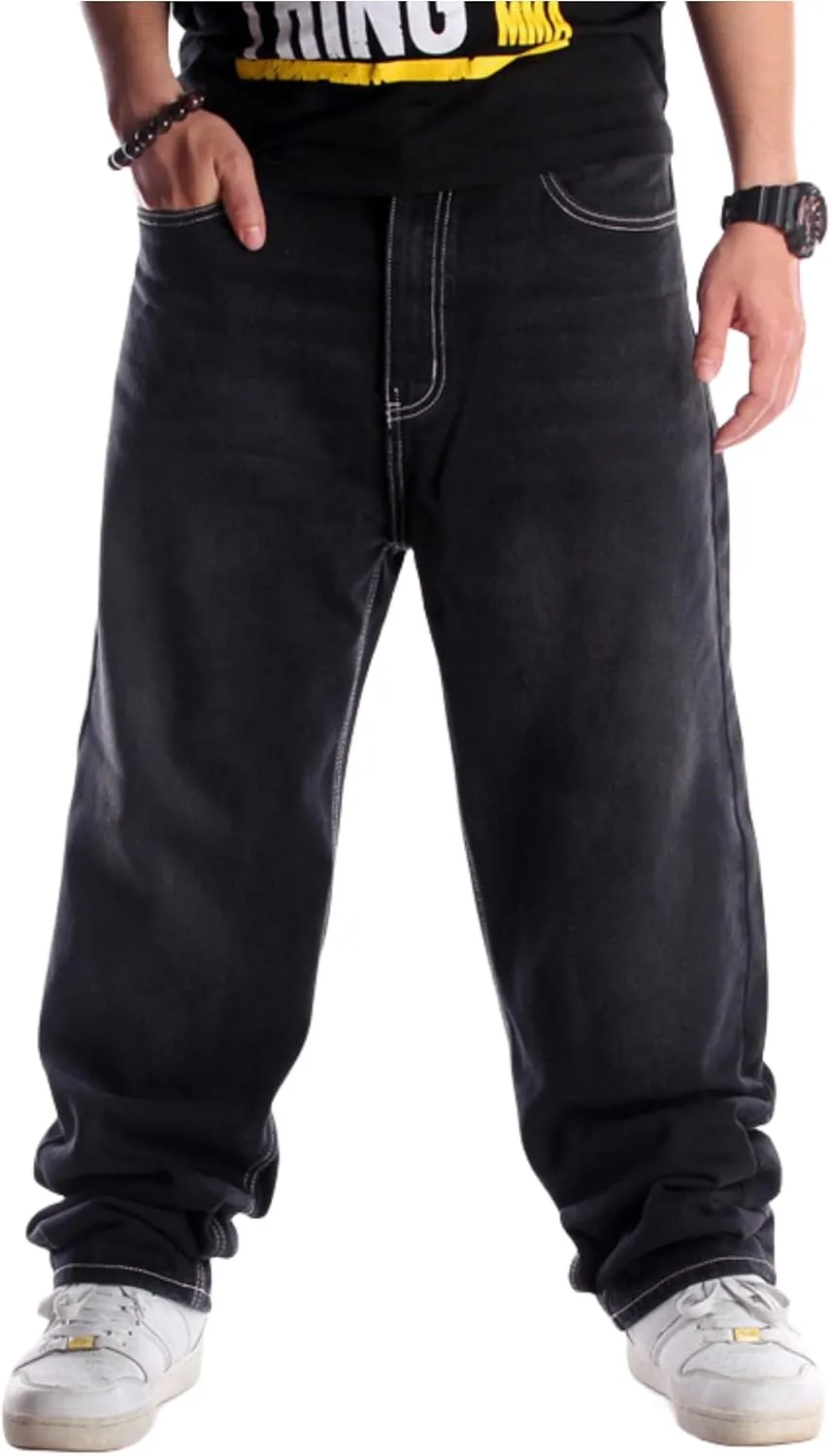 Men's Classic Baggy Jeans Hip Hop Streewear Jeans Casual Dance Jogging Trousers Loose Fit Denim Pants