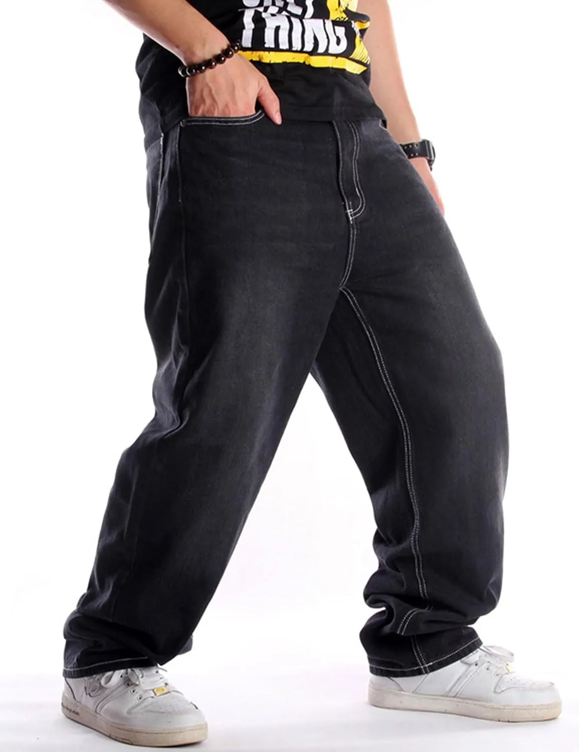 Men's Classic Baggy Jeans Hip Hop Streewear Jeans Casual Dance Jogging Trousers Loose Fit Denim Pants
