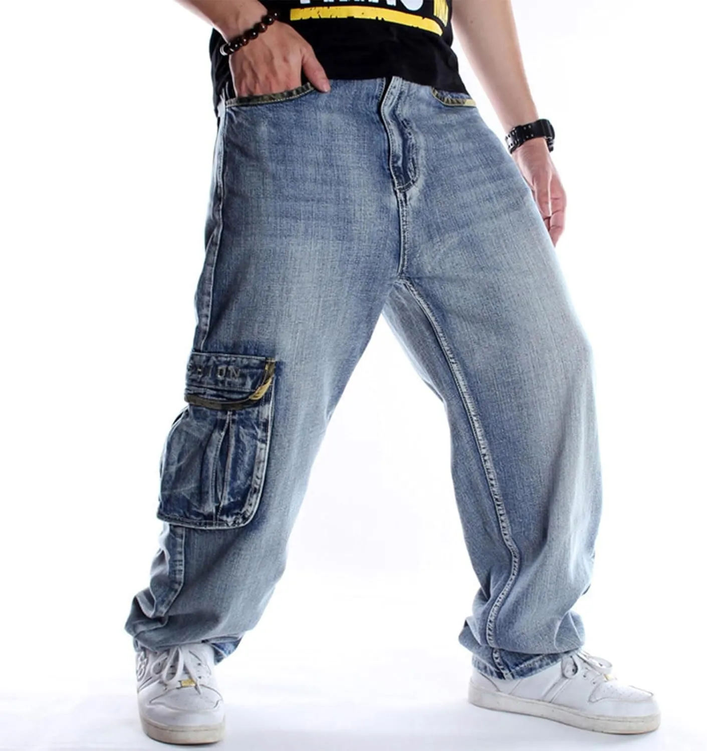 Men's Classic Baggy Jeans Hip Hop Streewear Jeans Casual Dance Jogging Trousers Loose Fit Denim Pants