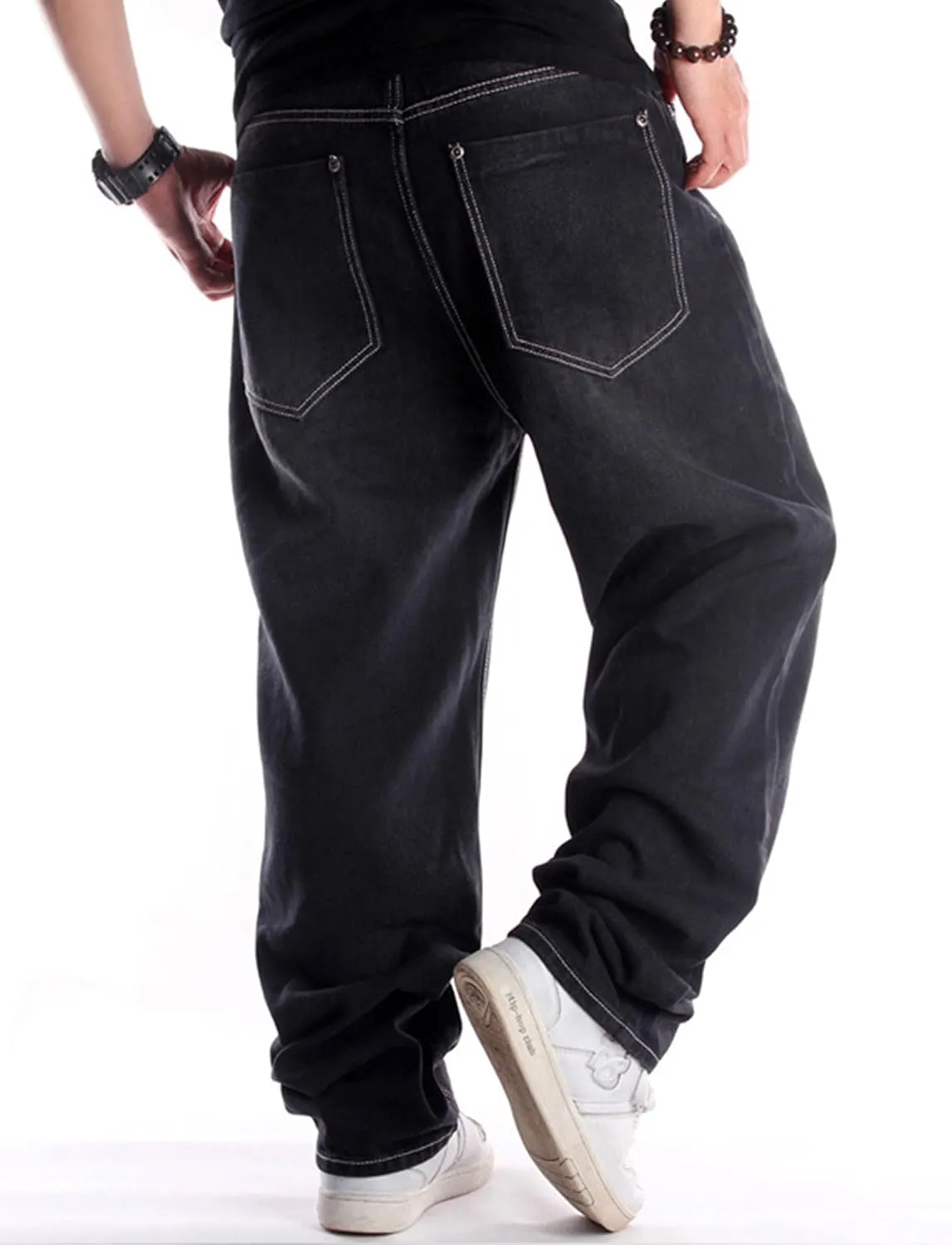 Men's Classic Baggy Jeans Hip Hop Streewear Jeans Casual Dance Jogging Trousers Loose Fit Denim Pants