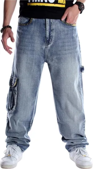 Men's Classic Baggy Jeans Hip Hop Streewear Jeans Casual Dance Jogging Trousers Loose Fit Denim Pants