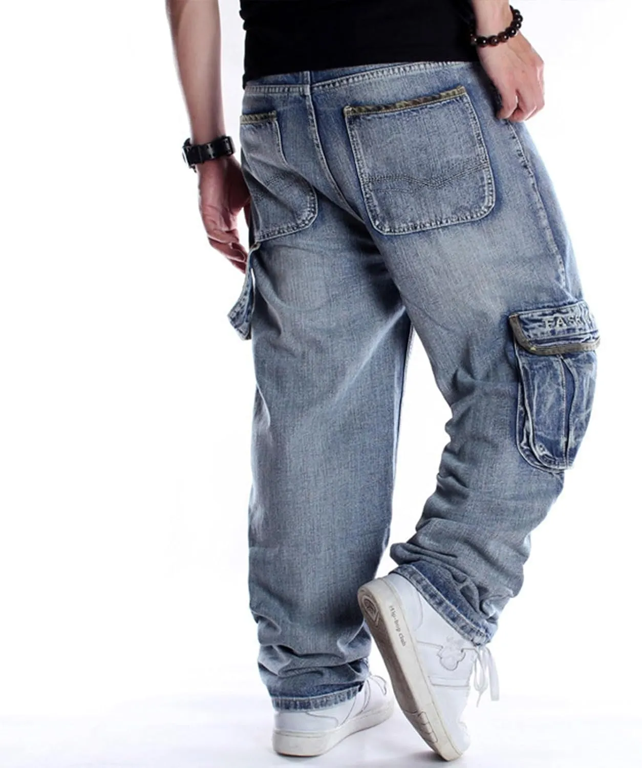 Men's Classic Baggy Jeans Hip Hop Streewear Jeans Casual Dance Jogging Trousers Loose Fit Denim Pants