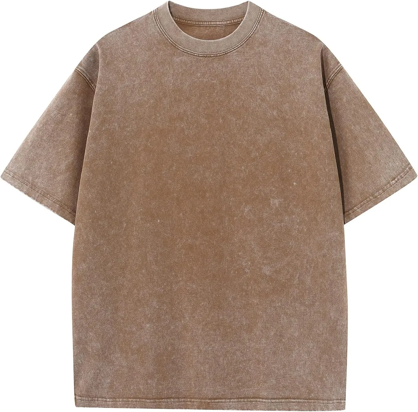 Men's Cotton T-Shirts Oversized Unisex Short Sleeves Casual Loose Wash Solid Basic Tee Tops