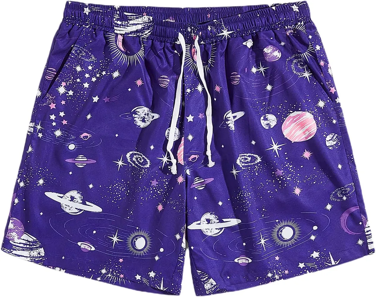 Men's Graphic Hip Print Drawstring Shorts