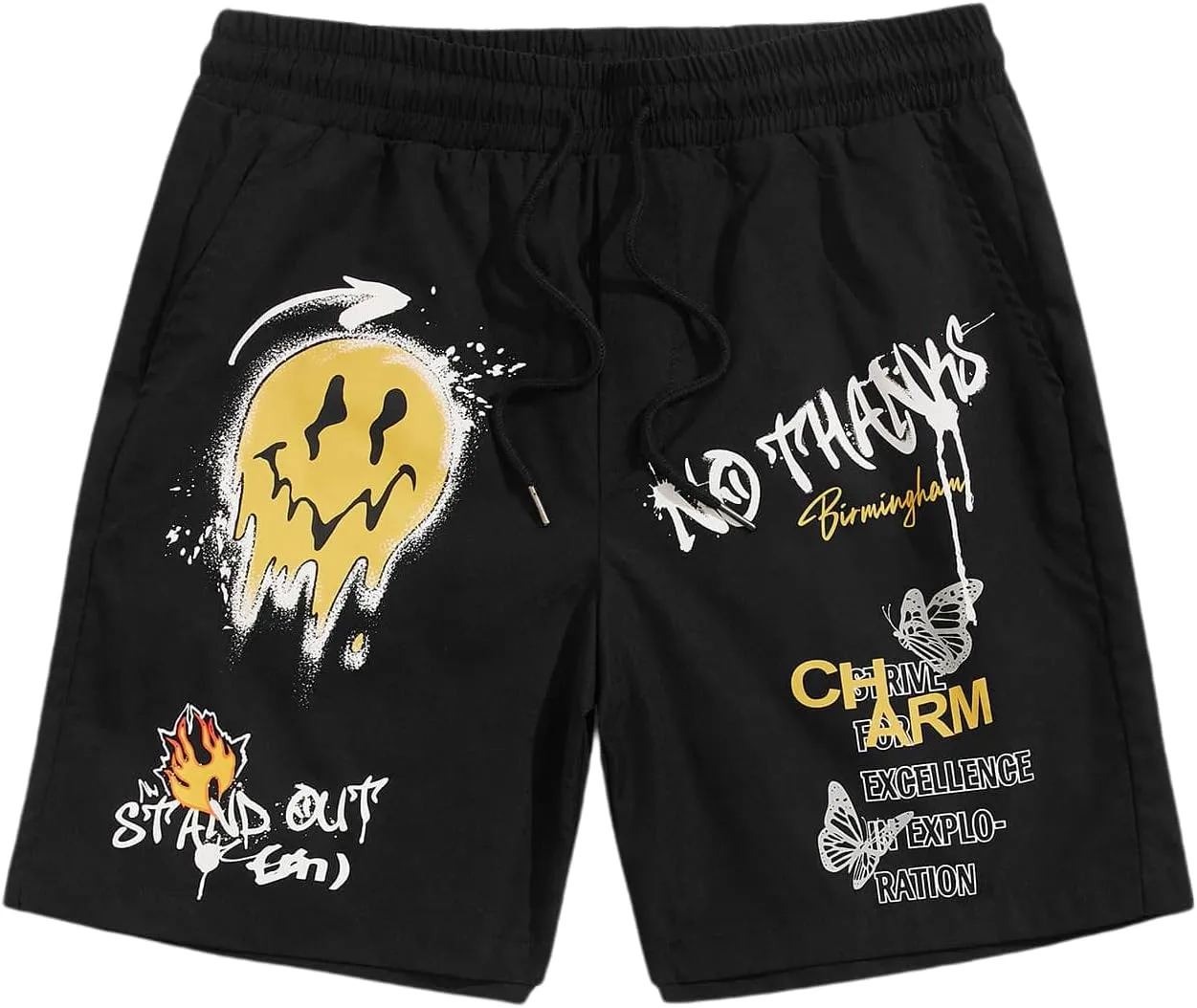Men's Graphic Hip Print Drawstring Shorts