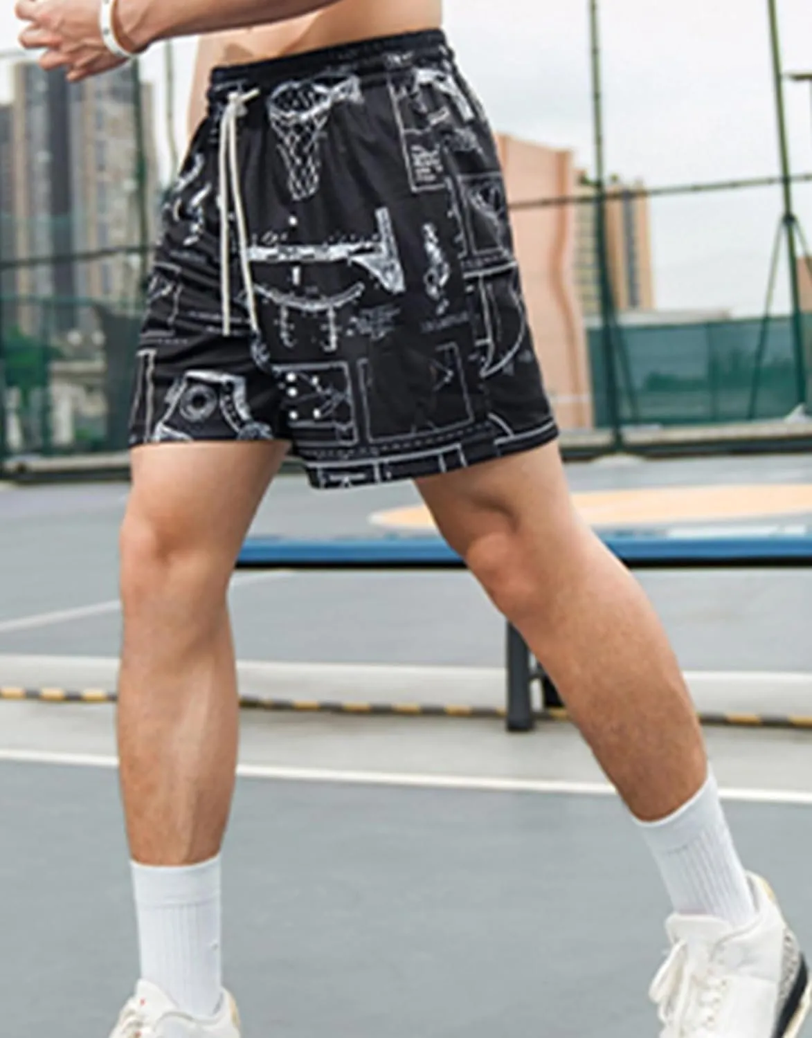 Mens Graphic Shorts Basketball Drawstring Casual Workout Athletic Summer Running Shorts