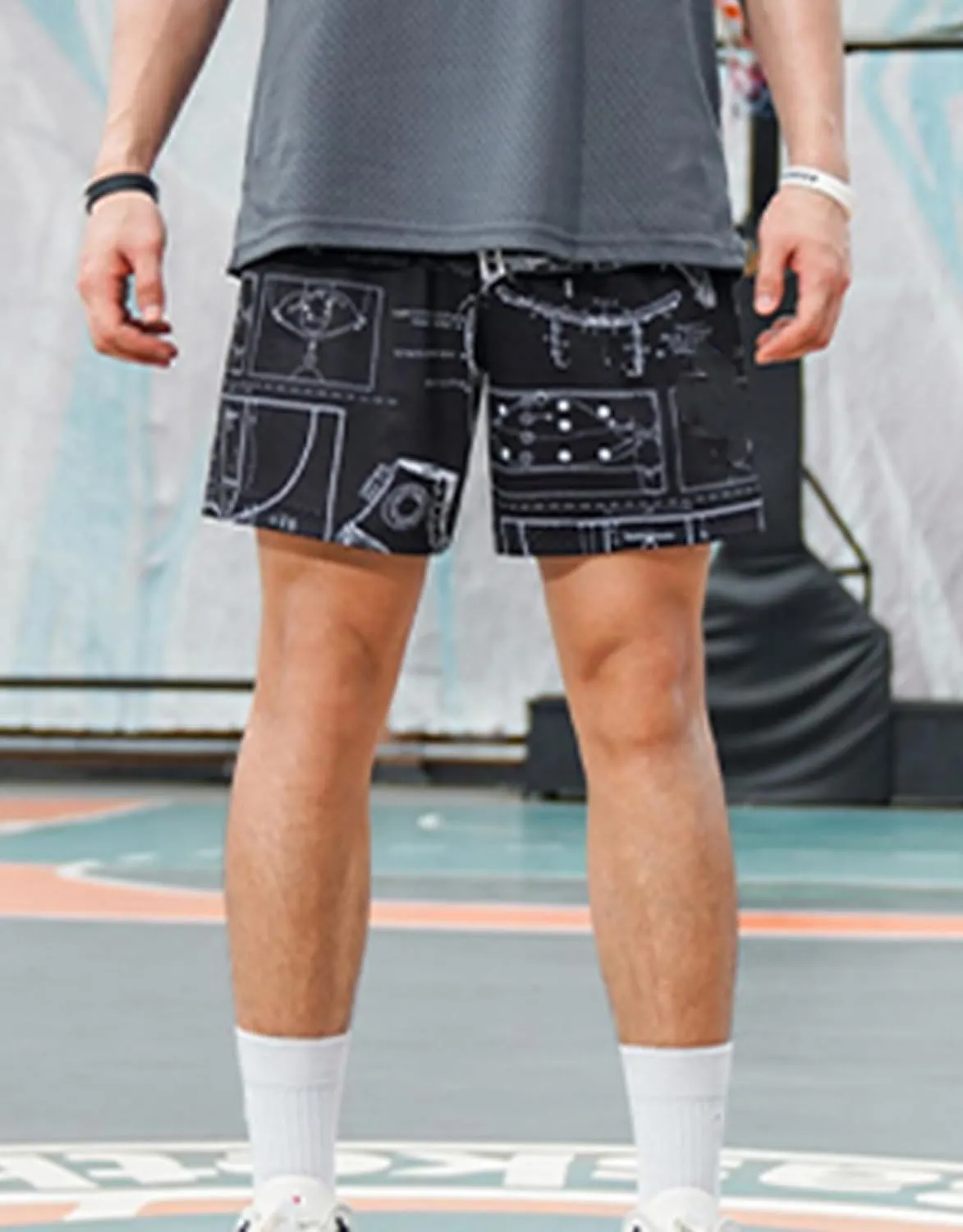 Mens Graphic Shorts Basketball Drawstring Casual Workout Athletic Summer Running Shorts