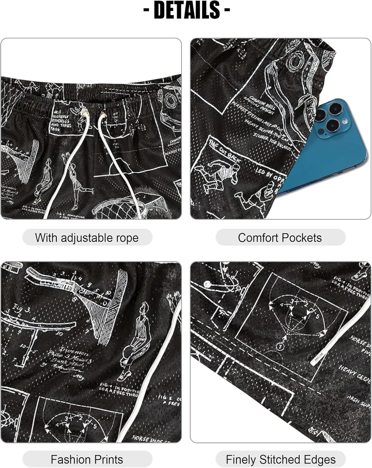 Mens Graphic Shorts Basketball Drawstring Casual Workout Athletic Summer Running Shorts