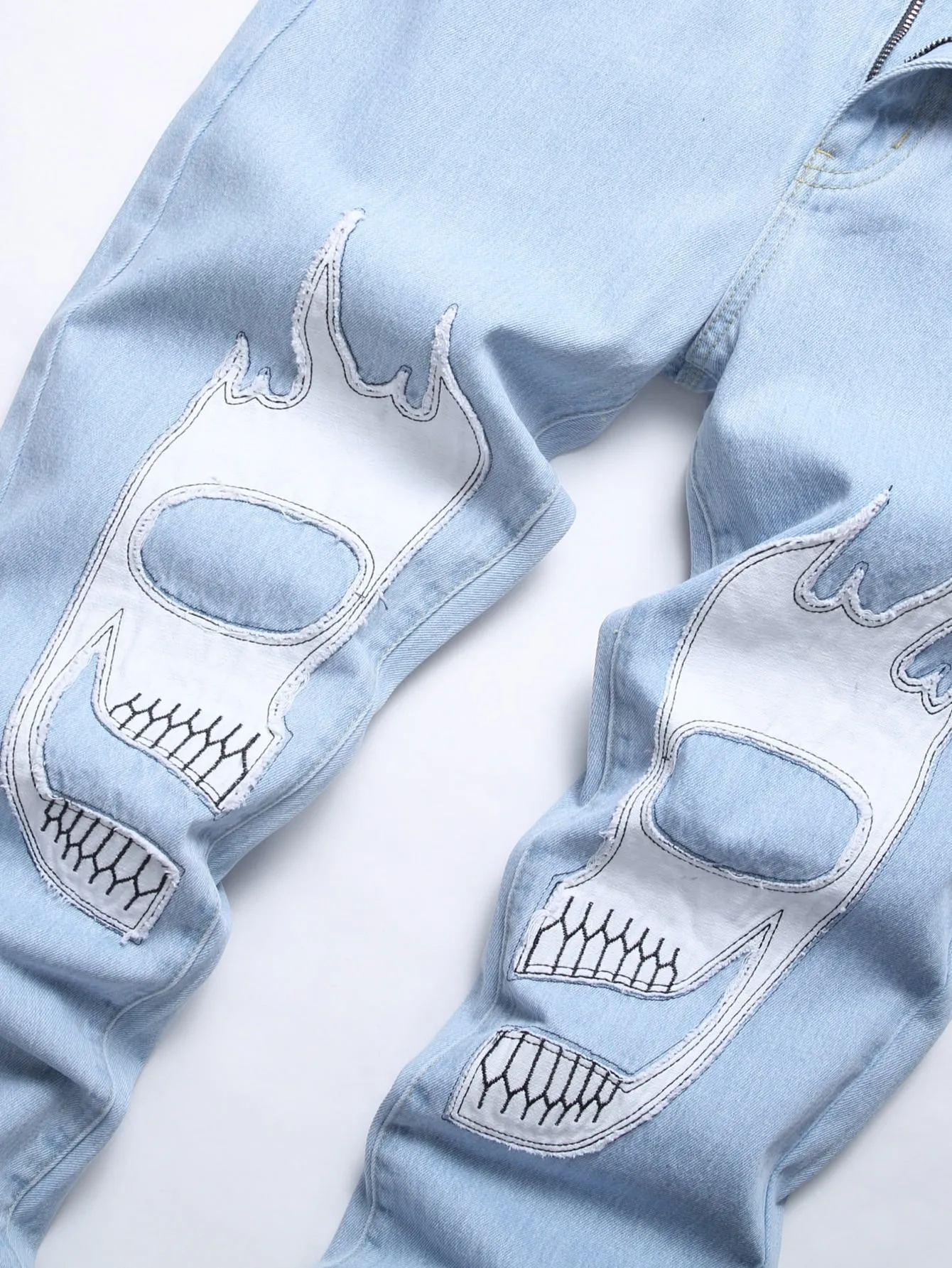 Men's Graphic Skull Print Jeans