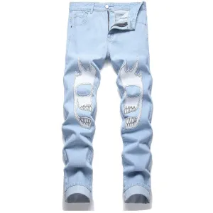 Men's Graphic Skull Print Jeans