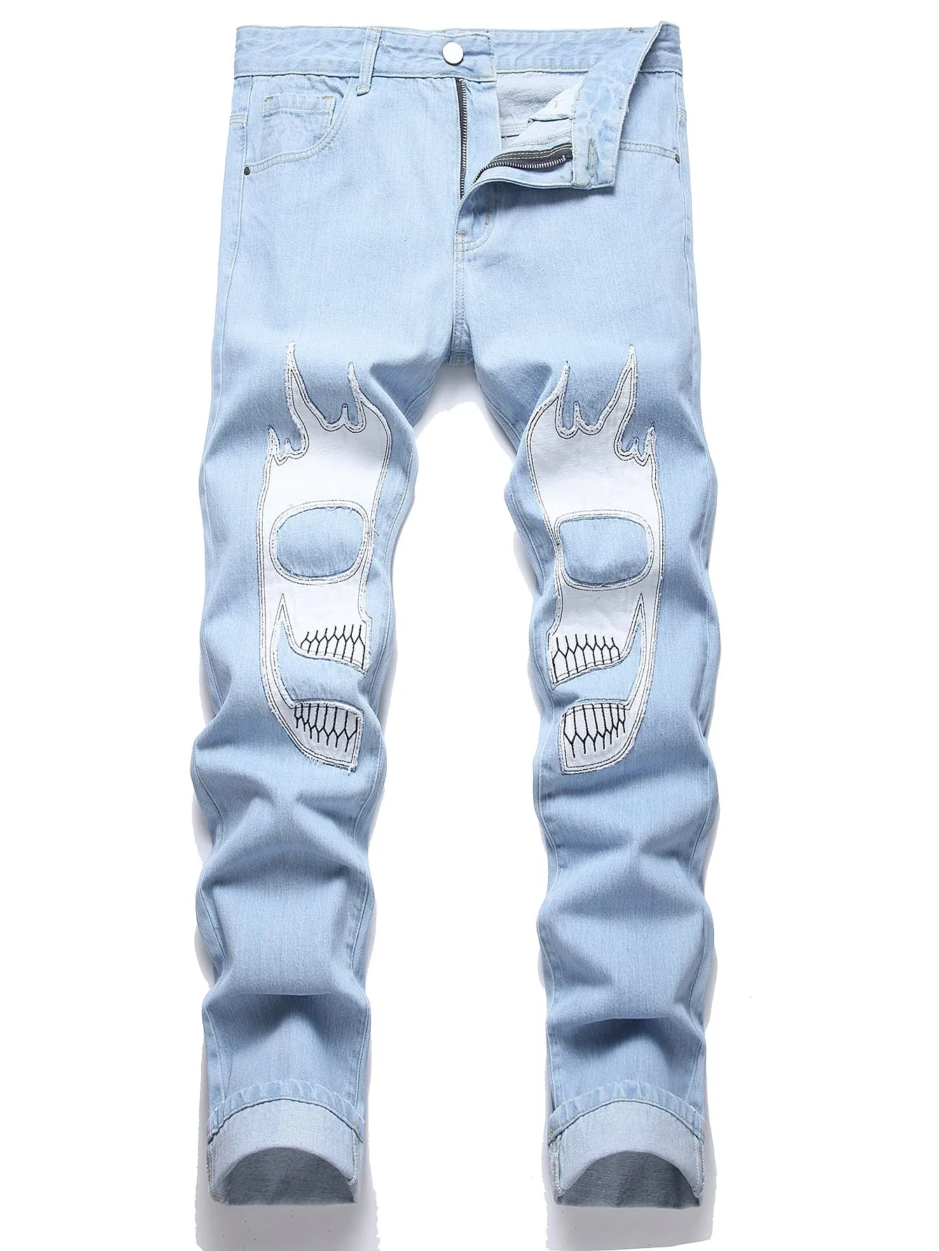 Men's Graphic Skull Print Jeans