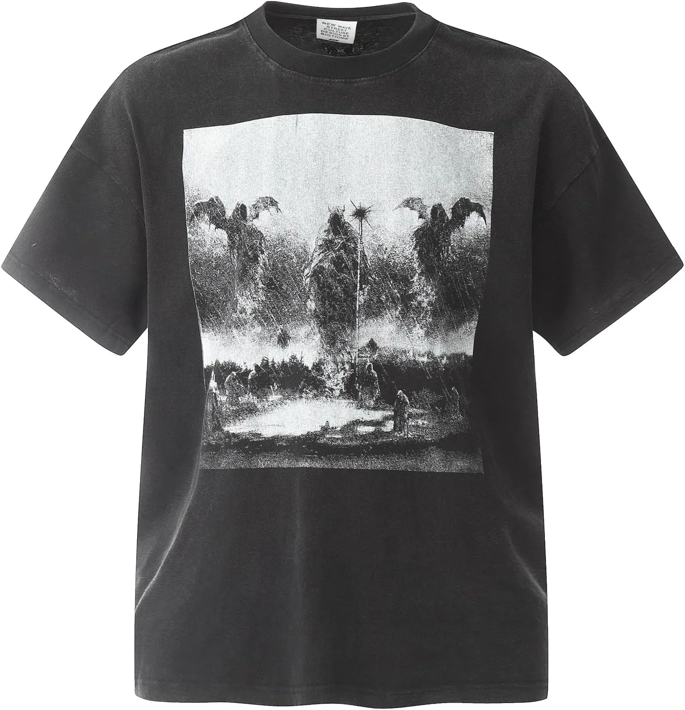 Men's Hip Hop Graphic Print Cotton T-Shirt Fashion Special Design Crewneck Rapper Short Sleeve Tops