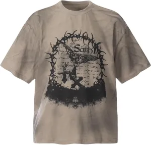 Men's Hip Hop Graphic Print Cotton T-Shirt Fashion Special Design Crewneck Rapper Short Sleeve Tops…