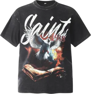 Men's Hip Hop Graphic Print Cotton T-Shirt Fashion Special Design Crewneck Rapper Short Sleeve Tops…